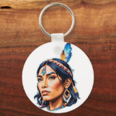 Native American Indian Lady Sleutelhanger (Voorkant)