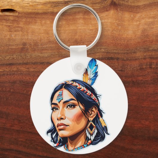 Native American Indian Lady Sleutelhanger (Voorkant)