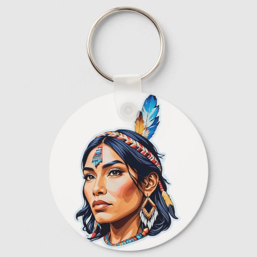 Native American Indian Lady Sleutelhanger (Achterkant)
