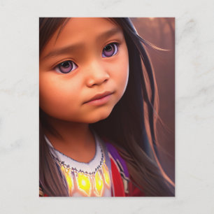 NATIVE AMERICAN INDIAN LITTLE GIRL ART Briefkaarte Briefkaart