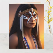 NATIVE AMERICAN INDIAN MAN ART BIRTHDAY KAART (Gele Bloem)