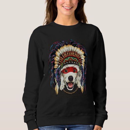 Native American Indian Poodle Dog  Indigenous Peop Trui (Voorkant)