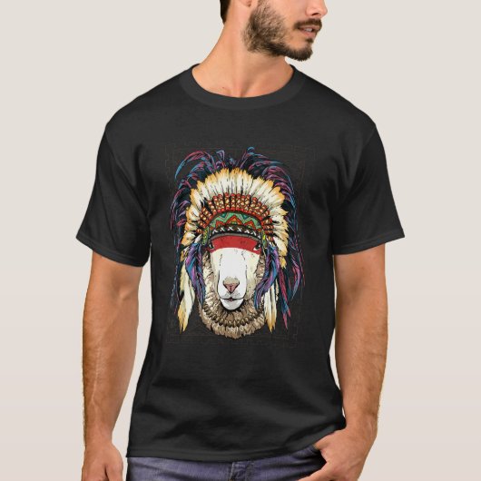 Native American Indian Sheep Lamb Indigenous Peopl T-shirt (Voorkant)