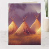 NATIVE AMERICAN INDIAN TEEPEES ART WENSKAART KAART (Voorkant)