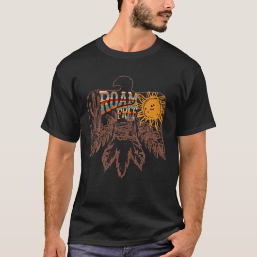 Native American Indian Thunderbird Roam Free T-shirt (Voorkant)