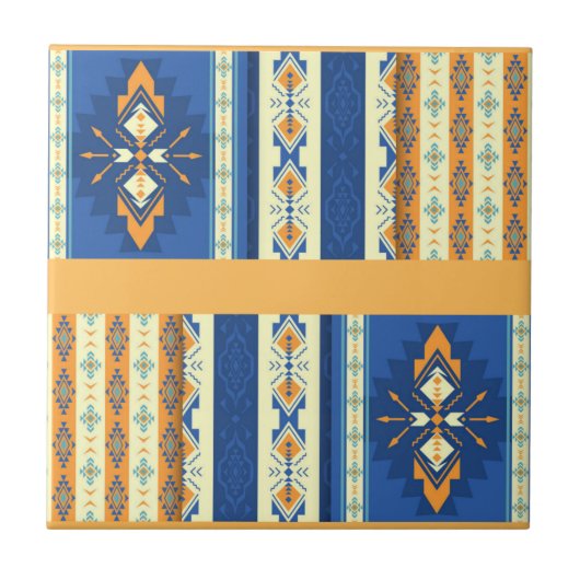 Native American Indian Tribal Blue Tegeltje (Voorkant)