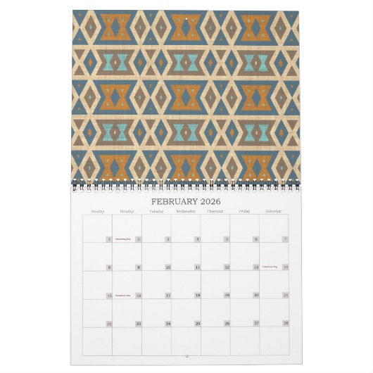 Native American Indian Tribal Pattern Art Kalender (Feb 2026)
