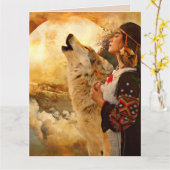 NATIVE AMERICAN INDIAN VROUW BIRTHDAY KAART (Gele Bloem)