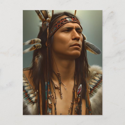 Native American Indian Warrior Graphic Briefkaart (Voorkant)