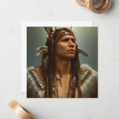Native American Indian Warrior Graphic Notitiekaartje (Voorkant / Achterkant in situ)