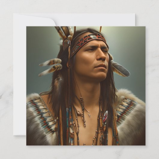 Native American Indian Warrior Graphic Notitiekaartje (Voorkant)