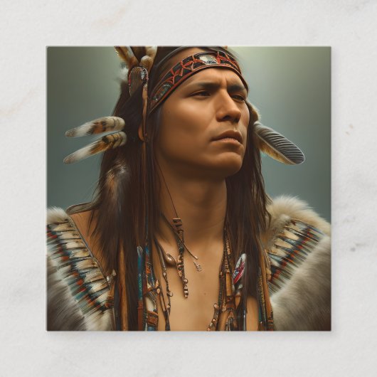 Native American Indian Warrior Graphic Vierkante Visitekaartje (Voorkant)