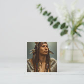 Native American Indian Warrior Graphic Vierkante Visitekaartje (Staand voorkant)