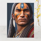 NATIVE AMERICAN INDIAN WARRIOR MAN BIRTHDAY CARDS KAART (Gele Bloem)