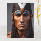NATIVE AMERICAN INDIAN WARRIOR MAN BIRTHDAY CARDS KAART (Gele Bloem)