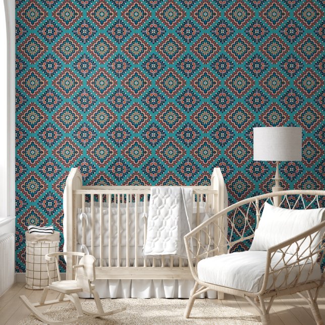 Native American Indians Navajo Mosaic Pattern Behang (Kinderen)