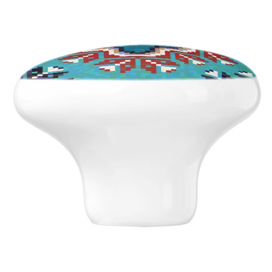 Native American Indians Navajo Mosaic Pattern Keramische Knop (Zijkant)