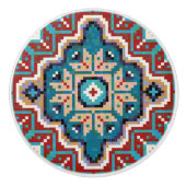 Native American Indians Navajo Mosaic Pattern Keramische Knop (Voorkant)