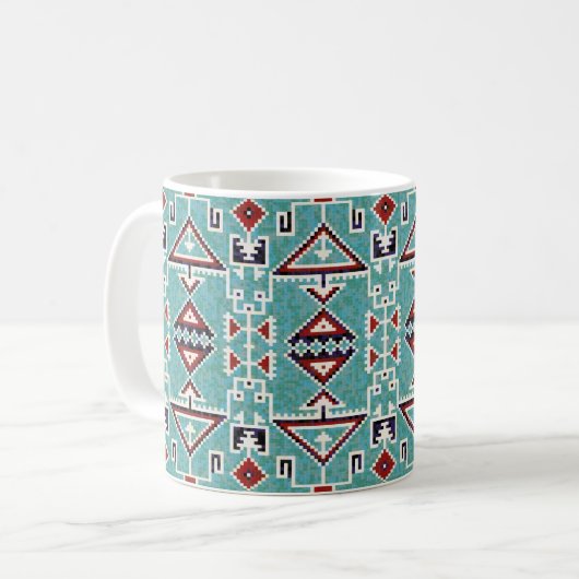 Native American Indians Navajo Pattern Koffiemok (Voorkant links)