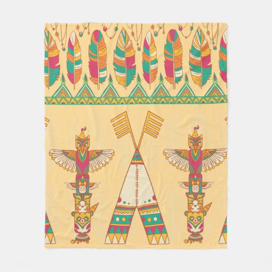 Native american indigenous ornamental seamless pat fleece deken (Voorkant)