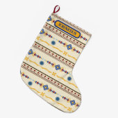 Native American Inspired Pattern in Red, Blue,Gold Grote Kerstsok (Voorkant (Hangend))
