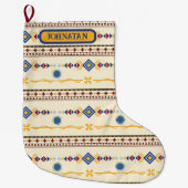 Native American Inspired Pattern in Red, Blue,Gold Grote Kerstsok (Voorkant)