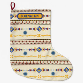 Native American Inspired Pattern in Red, Blue,Gold Grote Kerstsok