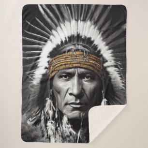 Native American Iroquois Sherpa Blanket Deken
