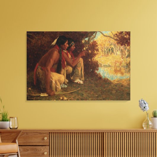  Native American, jagen op Deer door Couse Canvas Afdruk (Insitu (Woonkamer))