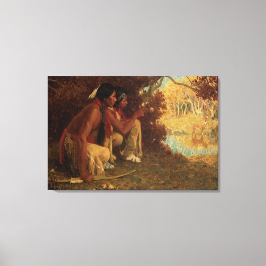  Native American, jagen op Deer door Couse Canvas Afdruk (Voorkant)