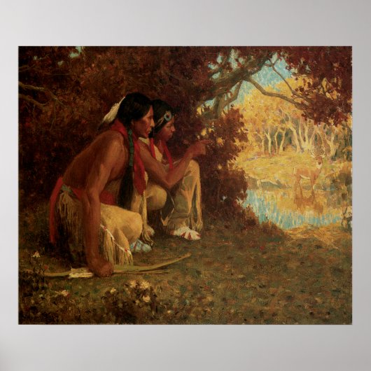  Native American, jagen op Deer door Couse Poster (Voorkant)