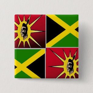 Native american-Jamaican Vierkante Button 5,1 Cm