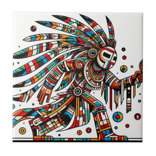 Native American Kachina Dancer Fine Art Tegeltje (Voorkant)