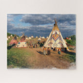 Native American kamp met tipis Legpuzzel (Horizontaal)