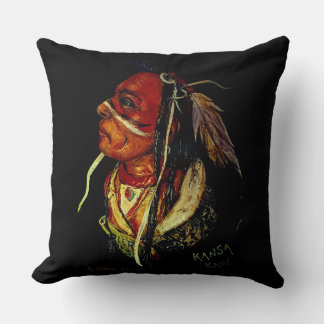 Native American "Kaw Warrior" Throw Pillow Kussen