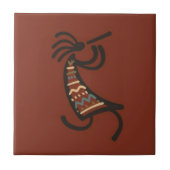 Native American Kokepelli Dancer Dark Red Tegeltje (Voorkant)