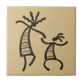 Native American Kokepelli Dancers Tan Ceramic Tile Tegeltje (Voorkant)