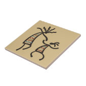 Native American Kokepelli Dancers Tan Ceramic Tile Tegeltje (Zijkant)
