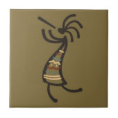 Native American Kokopelli Dancer Brown Green Tegeltje (Voorkant)