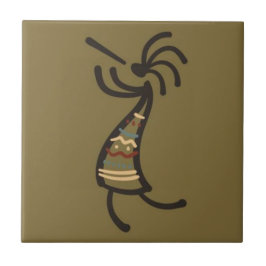 Native American Kokopelli Dancer Brown Green Tegeltje