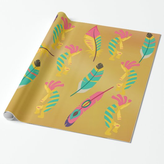 Native American Kokopelli Gift Wrapping Paper Cadeaupapier (Uitgerold)
