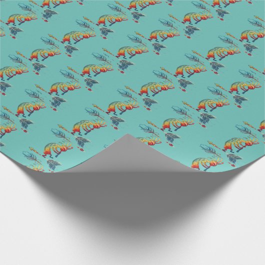 Native American Kokopelli met twee vaders 1 Cadeaupapier (Hoek)