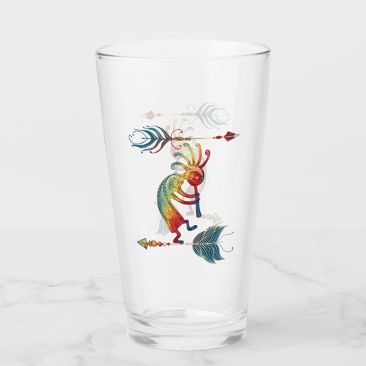 Native American Kokopelli met twee vaders 1 Glas (Achterkant)