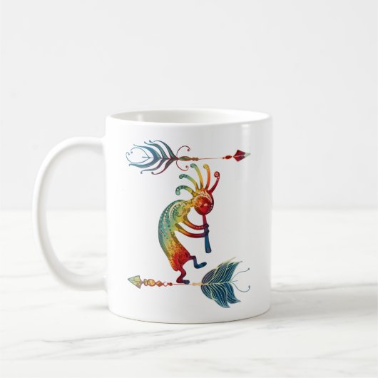 Native American Kokopelli met twee vaders 1 Koffiemok (Links)