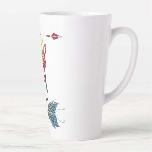 Native American Kokopelli met twee vaders 1 Latte Mok (Rechts)