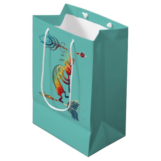 Native American Kokopelli met twee vaders 1 Medium Cadeauzakje (Voorkant Gekanteld)