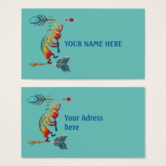 Native American Kokopelli met twee vaders 1 Visitekaartje (Voorkant /achterkant)