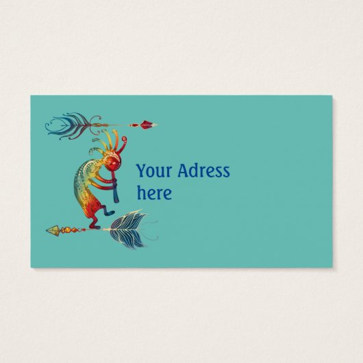 Native American Kokopelli met twee vaders 1 Visitekaartje (Achterkant)