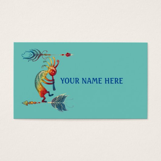 Native American Kokopelli met twee vaders 1 Visitekaartje (Voorkant)