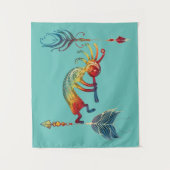 Native American Kokopelli met twee vaders 1 Wandkleed (Voorkant)